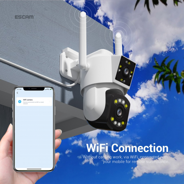 Camera Supraveghere Wifi, 3+3 mp lentila dubla fixa si mobila, microfon si difuzor, Rotativa, Exterior [8]