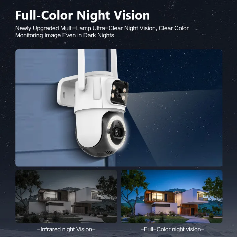 Camera Supraveghere WiFi Exterior 6MP Dual Lens PTZ, Night Vision, Detectie Miscare Umana, Audio Bidirectional, IP66, Card 32GB inclus [12]