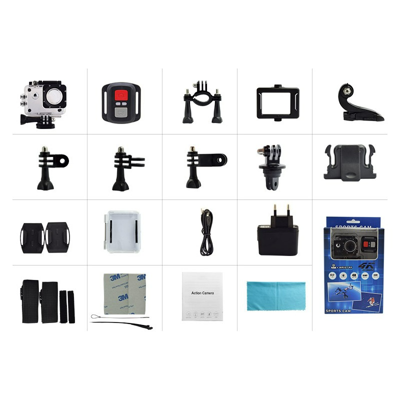Camera Video Sport 4K 16MP, cu Telecomanda, 30fps, filmari acvatice, + Accesorii [10]