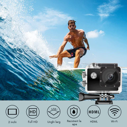 Camera Video Sport Full HD 1080p, + Kit Accesorii, Subacvatica [7]