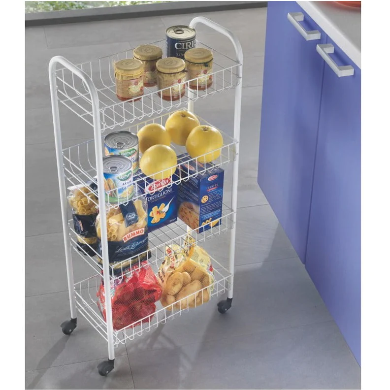 Etajera cu roti si 4 rafturi pentru alimente sau obiecte, pentru baie si bucatarie [2]