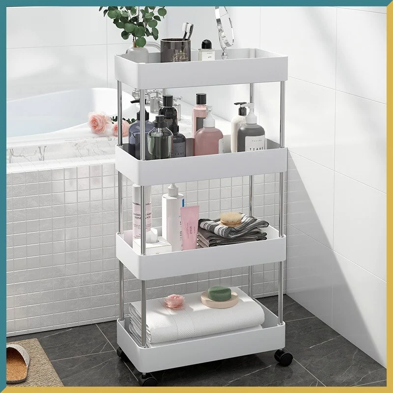 Carucior Organizator slim portabil cu 4 rafturi, pentru baie si bucatarie [5]