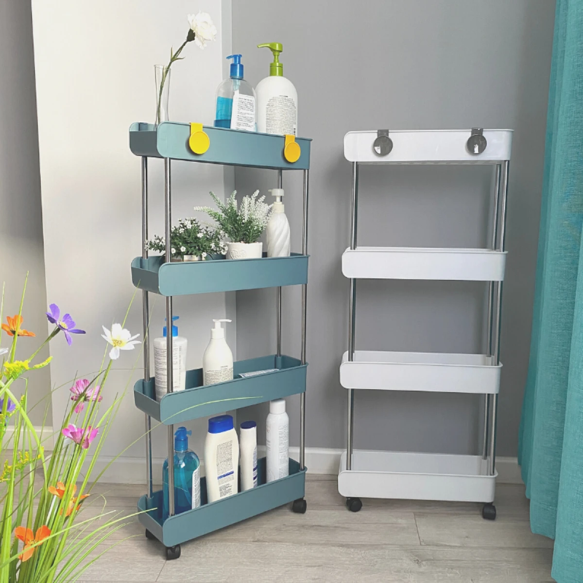 Carucior Organizator slim portabil cu 4 rafturi, pentru baie si bucatarie [3]