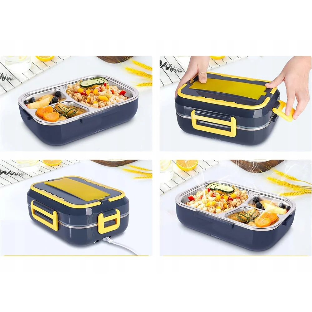 Caserola Electrica pentru Mancare la Pachet, 1.5L, din Inox, Incalzire 220V & 12V-24V, Portabila pentru Masina si Birou [2]