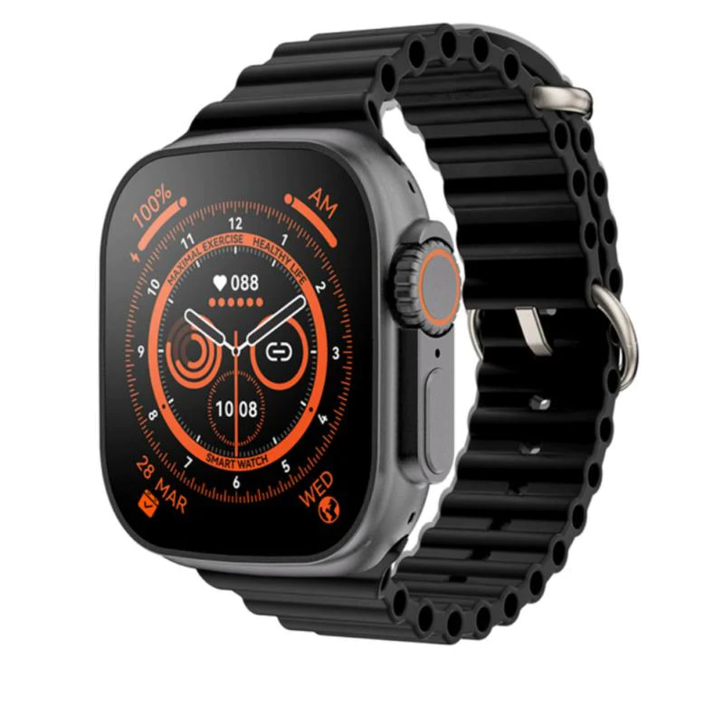 Ceas SmartWatch Ultra Plus + 8 curele de schimb, Apel Bluetooth, Incarcator Wireless, metal, Notificari Apel si Retele Sociale, Oximetru, Ritm Cardiac si Tensiune Arteriala [12]