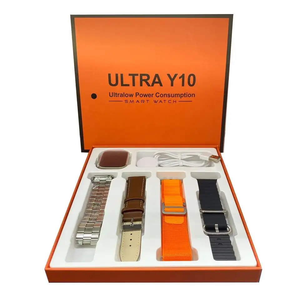 Ceas Smartwatch Ultra Y10, 4 curele, Incarcare Wireless, Curea Metalica si Piele, ecran 2.0" [2]