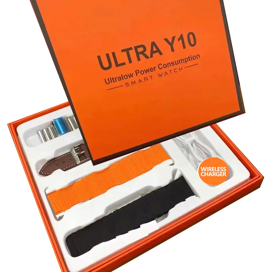 Ceas Smartwatch Ultra Y10, 4 curele, Incarcare Wireless, Curea Metalica si Piele, ecran 2.0" [9]
