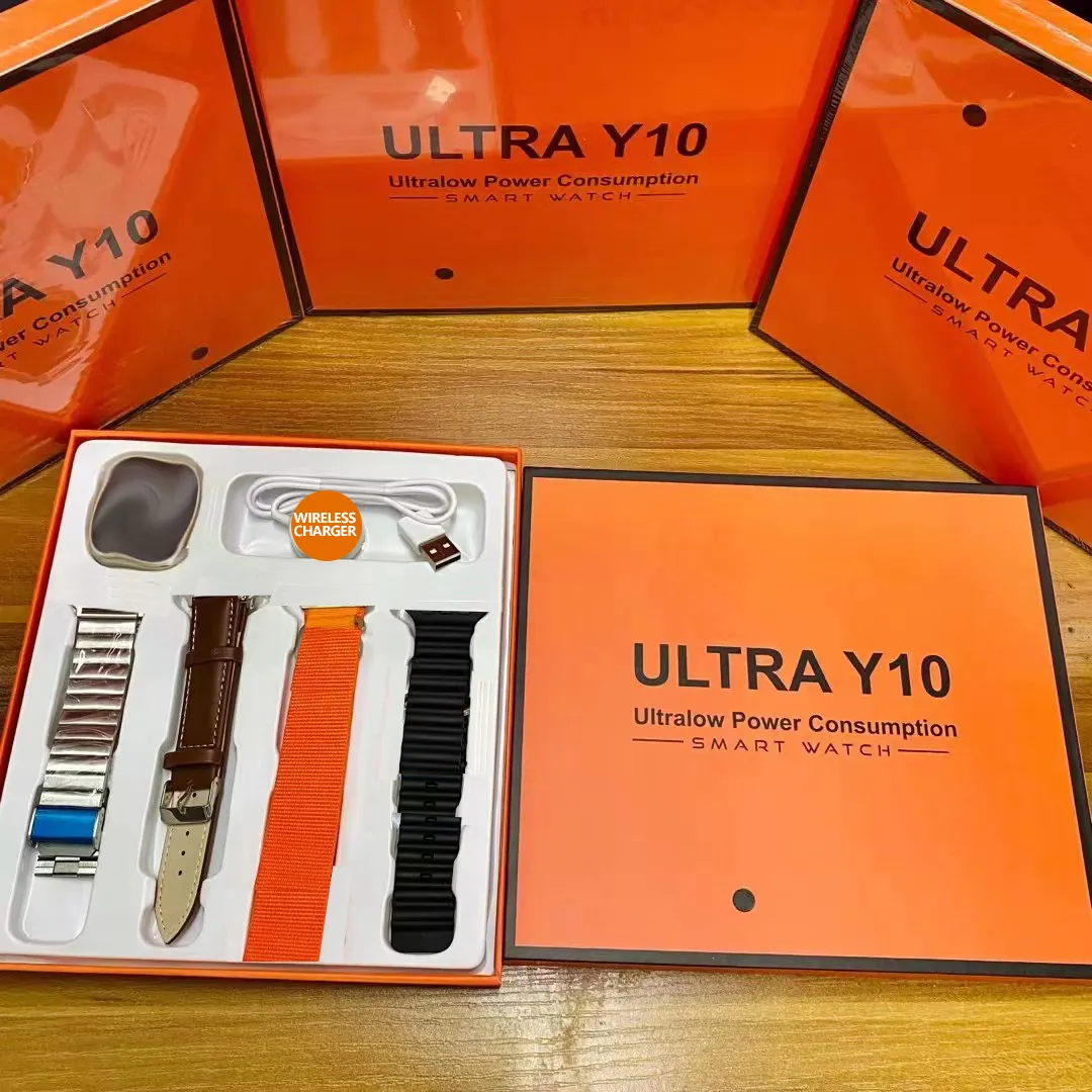 Ceas Smartwatch Ultra Y10, 4 curele, Incarcare Wireless, Curea Metalica si Piele, ecran 2.0" [5]