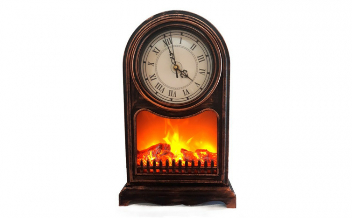 Ceas Vintage decorativ cu aspect de semineu, alimentare baterii si cablu [7]