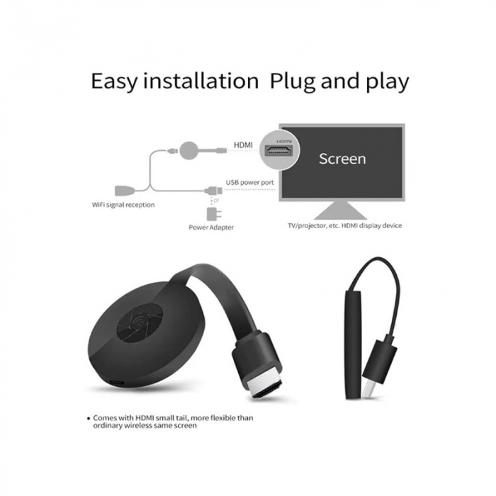 Chromecast Streaming Media Player, HDMI, Wi-Fi, Display 4K, transmisie TV din mobil, Android/iOS, Andowl Q-713 [7]