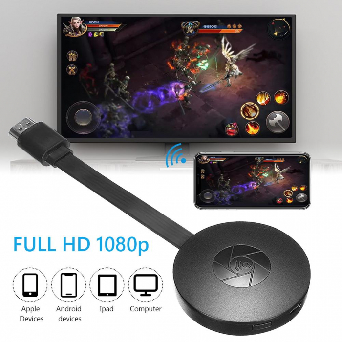 Chromecast Streaming Media Player, HDMI, Wi-Fi, Display 4K, transmisie TV din mobil, Android/iOS, Andowl Q-713 [2]