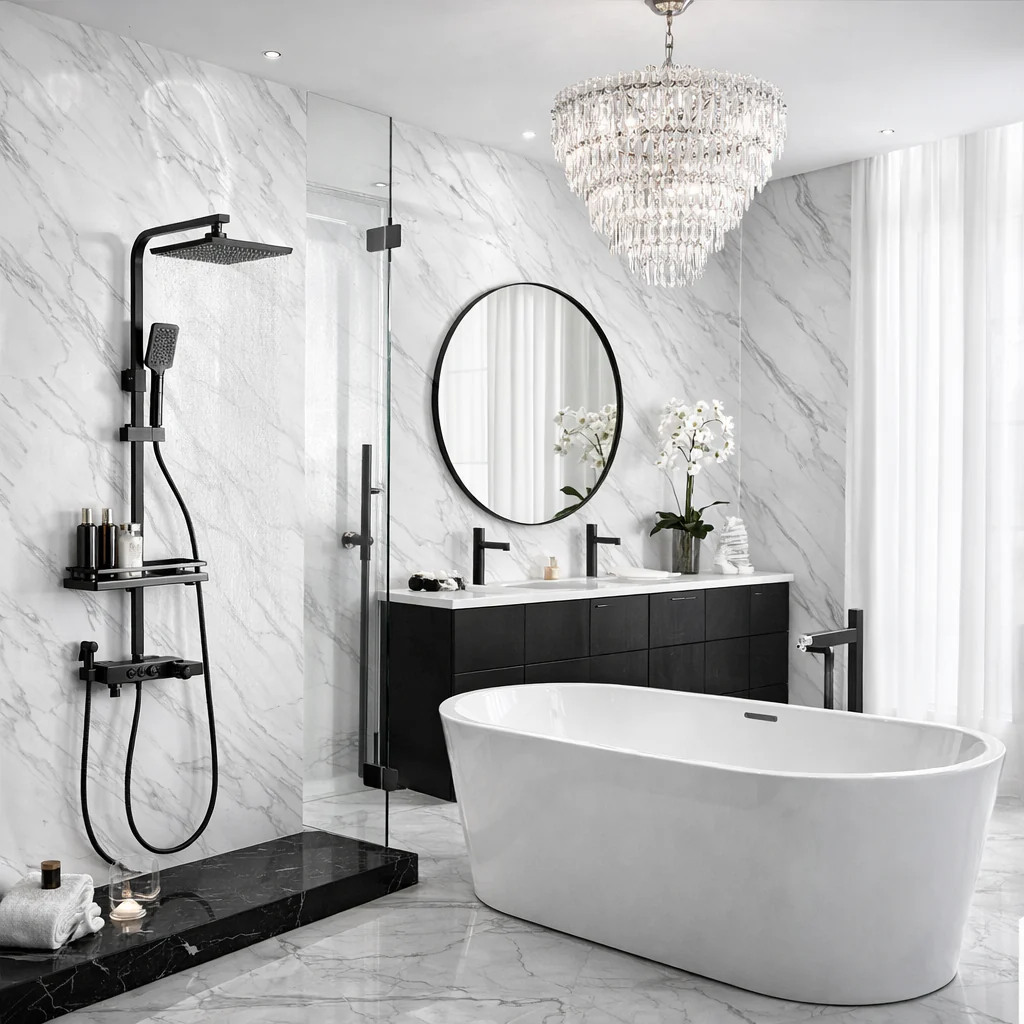 Coloana de Dus cu 4 functii, Para Ploaie 20 cm, Dus de Mana, Dus Bideu, Pipa cada [7]