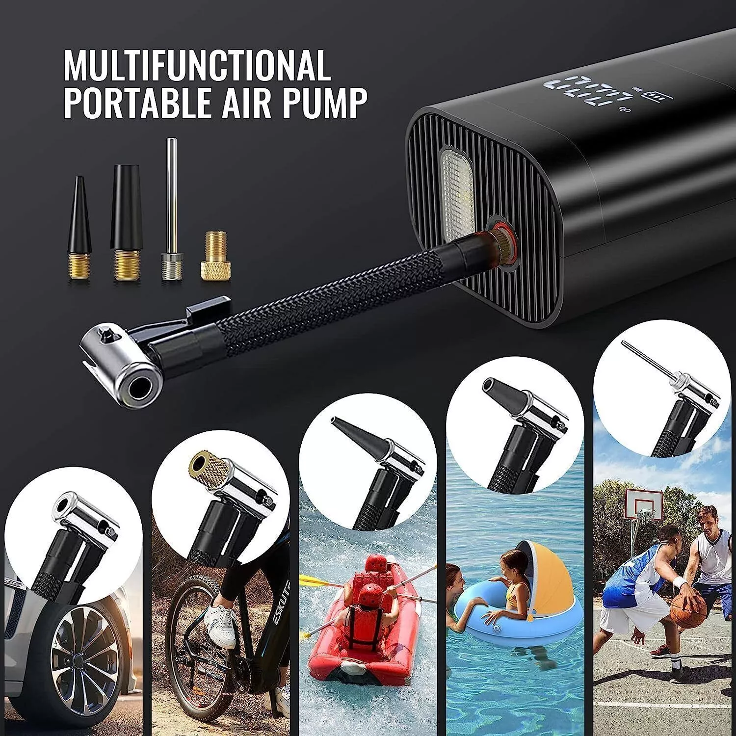 Compresor auto portabil cu acumulator, 12v, afisaj led, 150PSi, 20 bari, 4000 mAh [5]