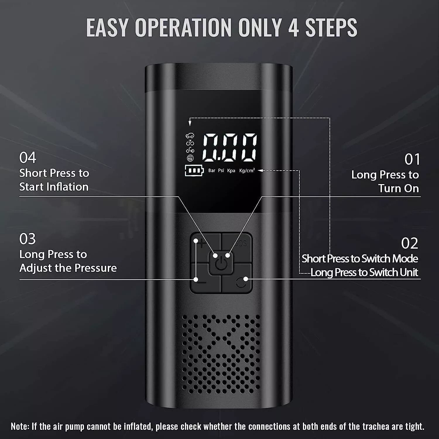 Compresor auto portabil cu acumulator, 12v, afisaj led, 150PSi, 20 bari, 4000 mAh [3]