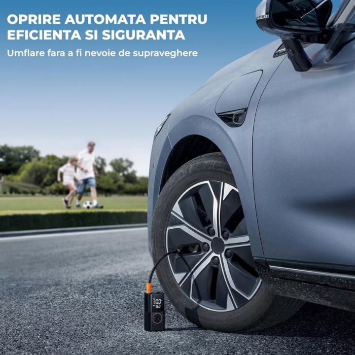 Compresor Auto Portabil, cu Ecran, 4000mAh, Baterie Externa, Lanterna [7]