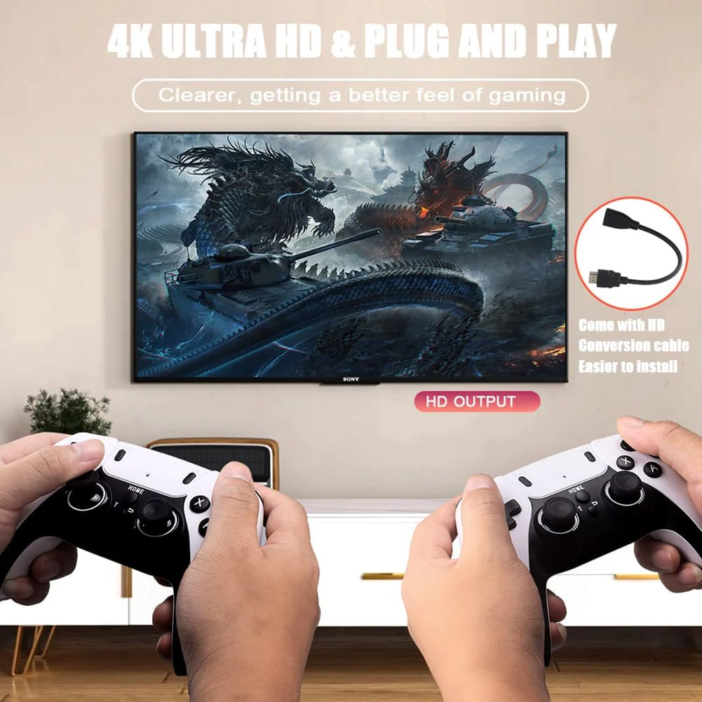 Consola tip stick cu Jocuri Retro, 20.000 de Jocuri Video, 9 emulatoare, 64 GB, 2 Controllere Wireless, 4K Ultra Game [2]