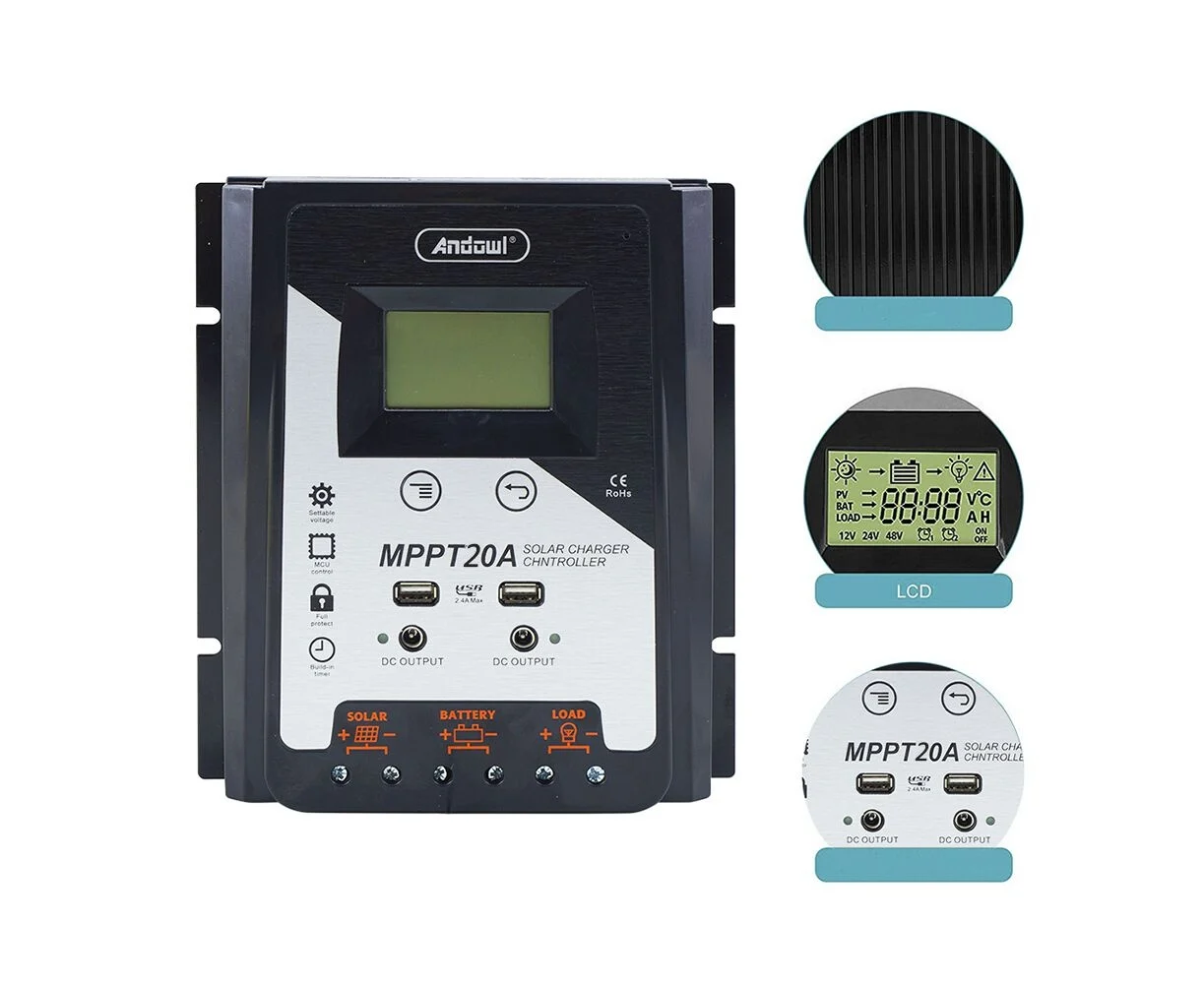 Controller tensiune panou solar Andowl MPPT20A, 12/24V, afisaj LCD, MPPT 20A [2]