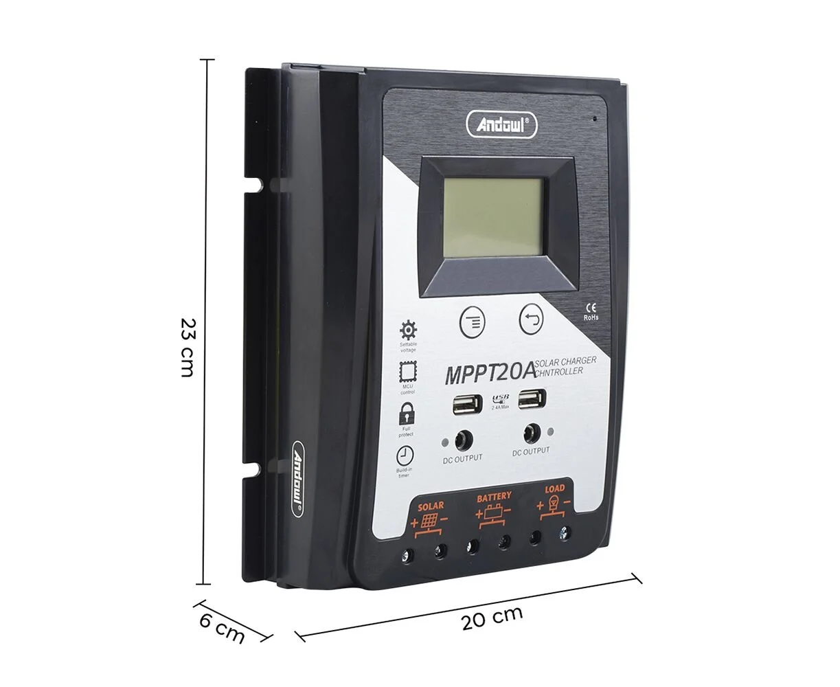 Controller tensiune panou solar Andowl MPPT20A, 12/24V, afisaj LCD, MPPT 20A [3]