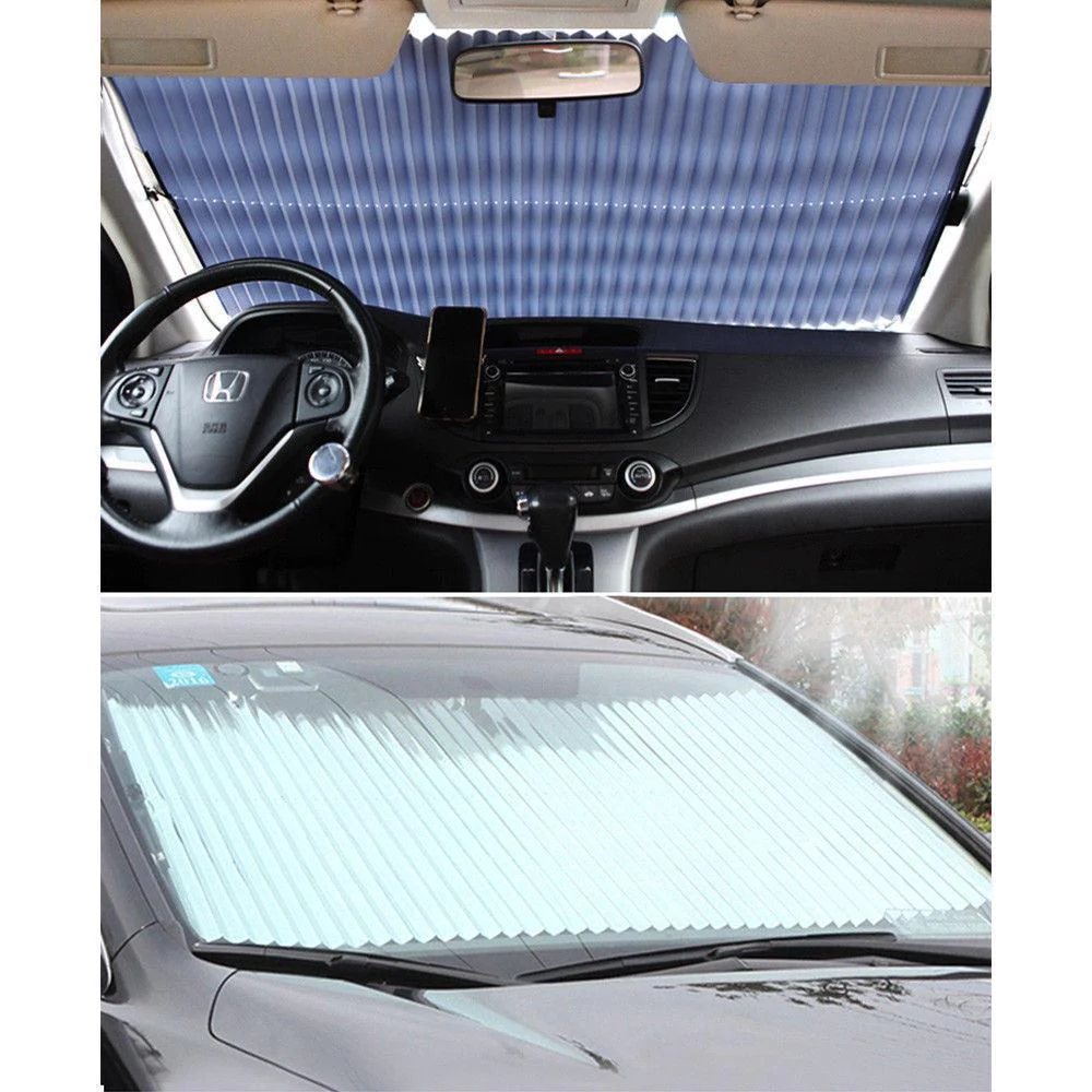 Copertina parasolar auto retractabil impotriva razelor UV, fixare prin ventuze, pentru parbriz sau luneta [5]