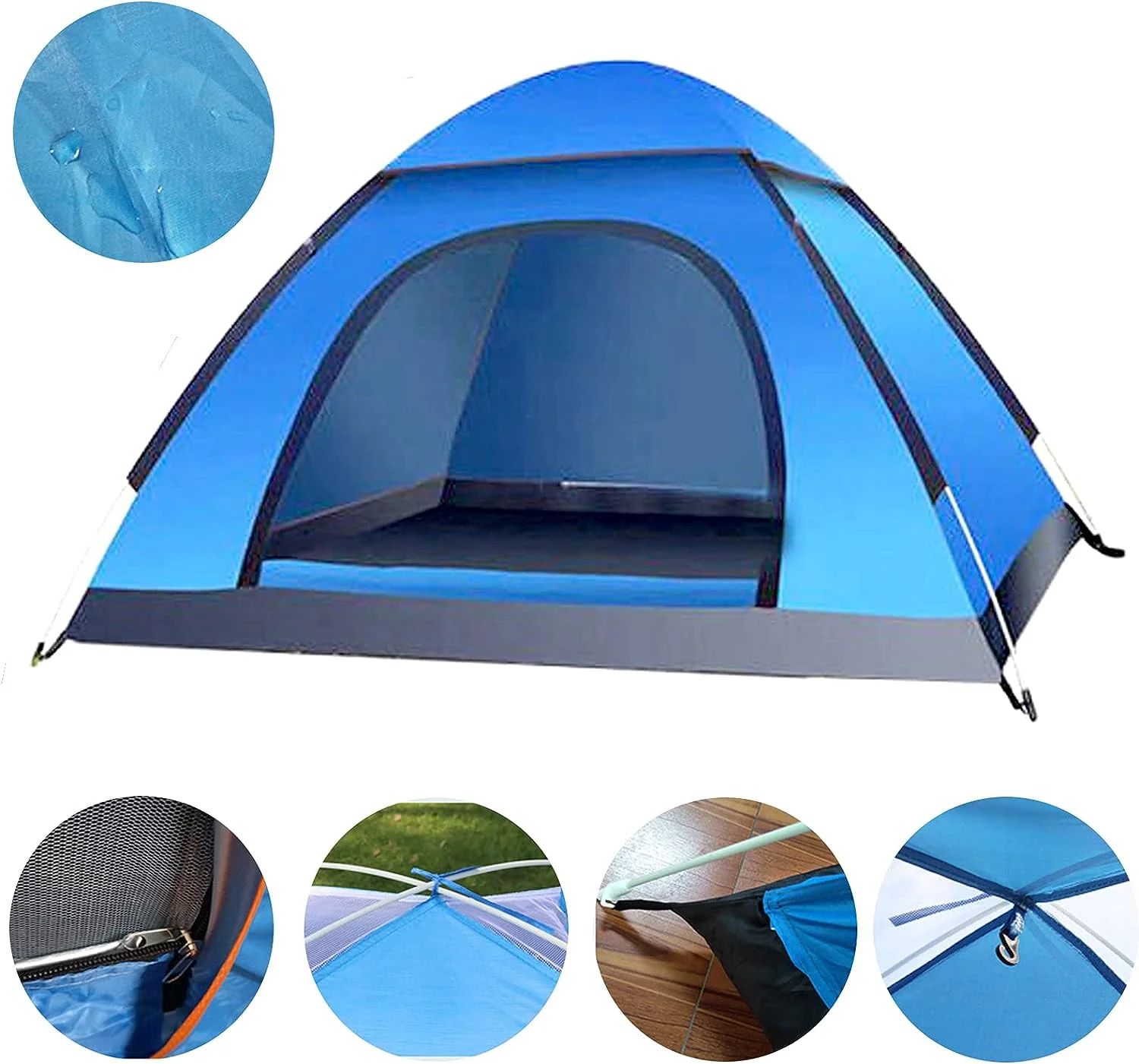 Cort camping cu deschidere automata pop-up, impermeabil, protectie UV, 2 usi, 200*150*100cm [6]