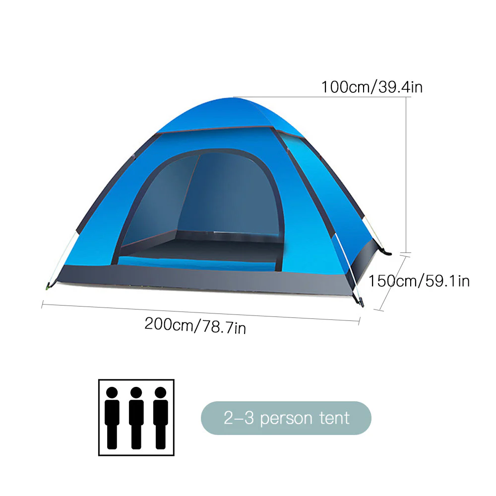 Cort camping cu deschidere automata pop-up, impermeabil, protectie UV, 2 usi, 200*150*100cm [7]