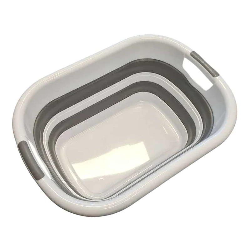 Cos de rufe, lighean silicon pliabil, 38L, alb cu gri [8]