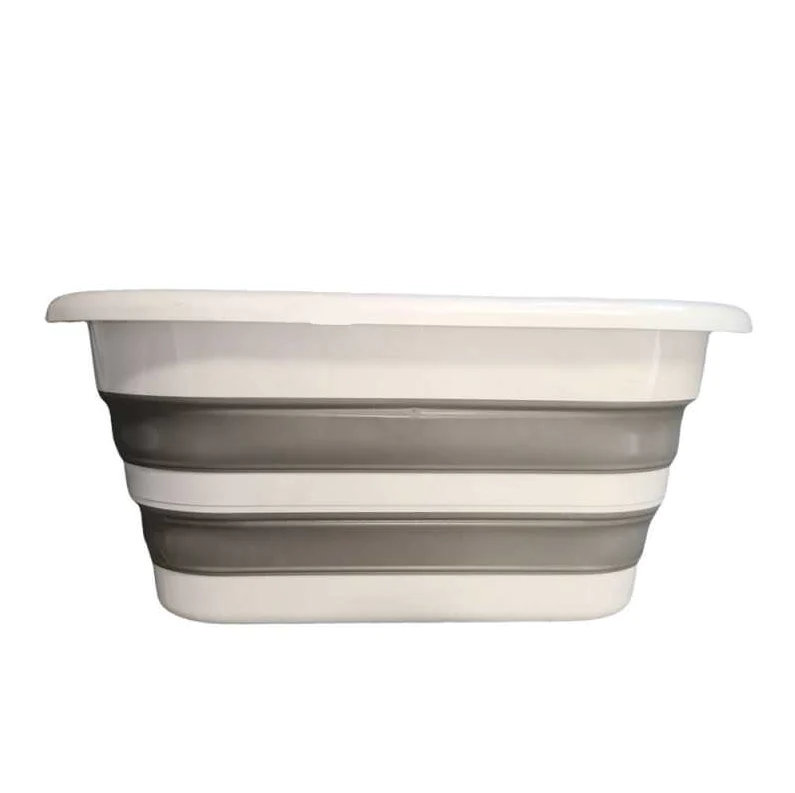 Cos de rufe, lighean silicon pliabil, 38L, alb cu gri [7]