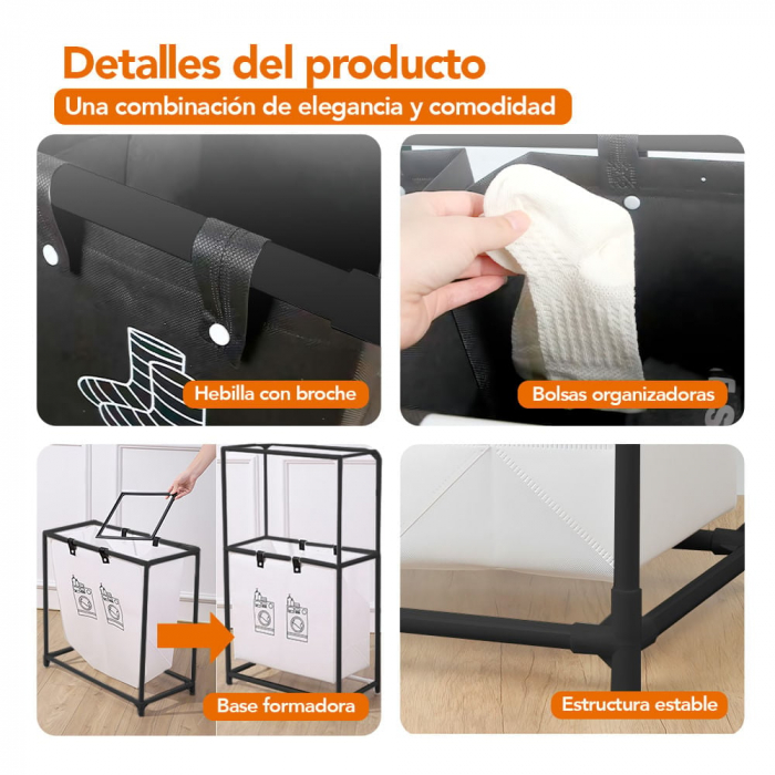 Cos de rufe metalic cu 3 nivele, 4 sectiuni, 124 x 57 x 44 cm [5]