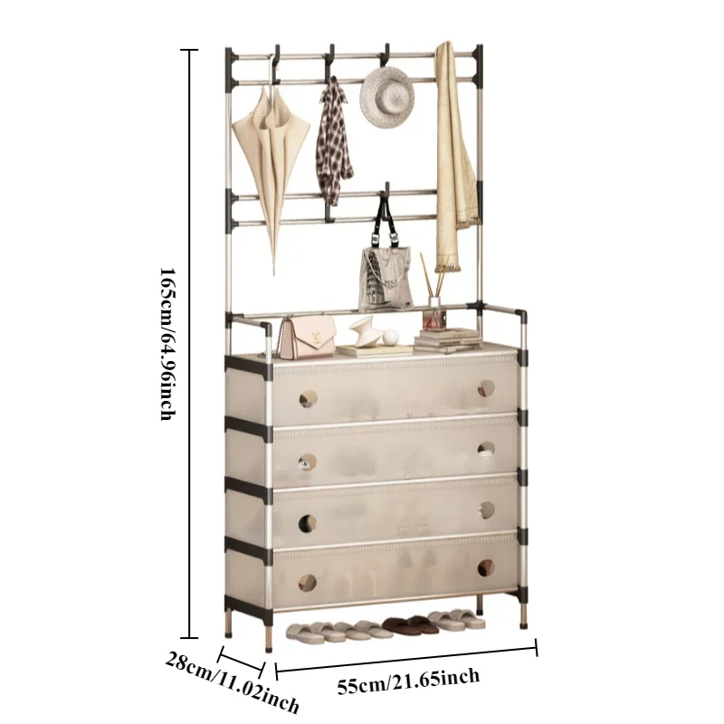 Cuier cu Rafturi pentru Pantofi si Palarii, 16 Agatatori, 4 nivele incaltaminte, Inaltime 165 cm [6]