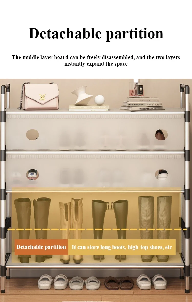 Cuier cu Rafturi pentru Pantofi si Palarii, 16 Agatatori, 4 nivele incaltaminte, Inaltime 165 cm [3]