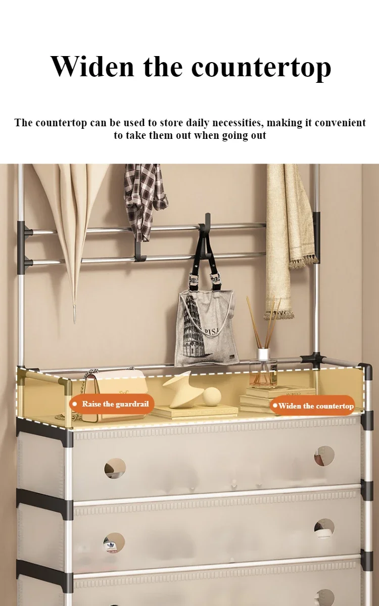 Cuier cu Rafturi pentru Pantofi si Palarii, 16 Agatatori, 4 nivele incaltaminte, Inaltime 165 cm [2]