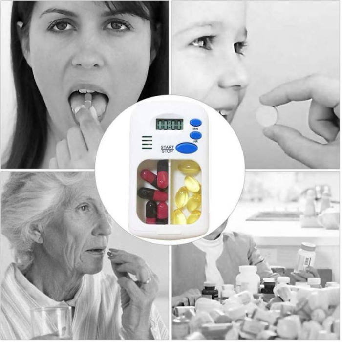 Cutie Depozitare Pastile cu Sonerie, Ceas Si Alarma Pentru Atentionare Ora, pentru medicamente [4]
