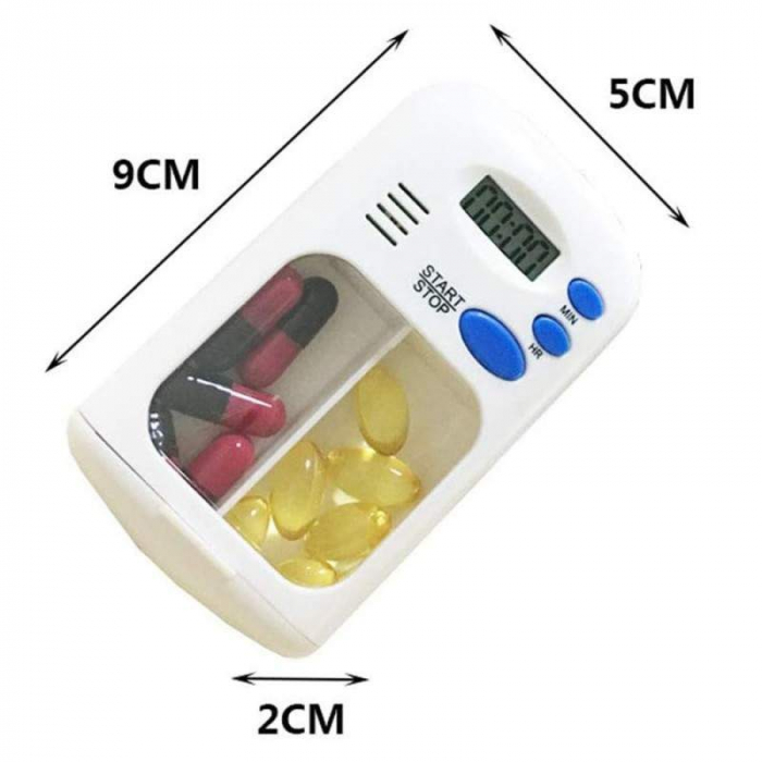 Cutie Depozitare Pastile cu Sonerie, Ceas Si Alarma Pentru Atentionare Ora, pentru medicamente [5]