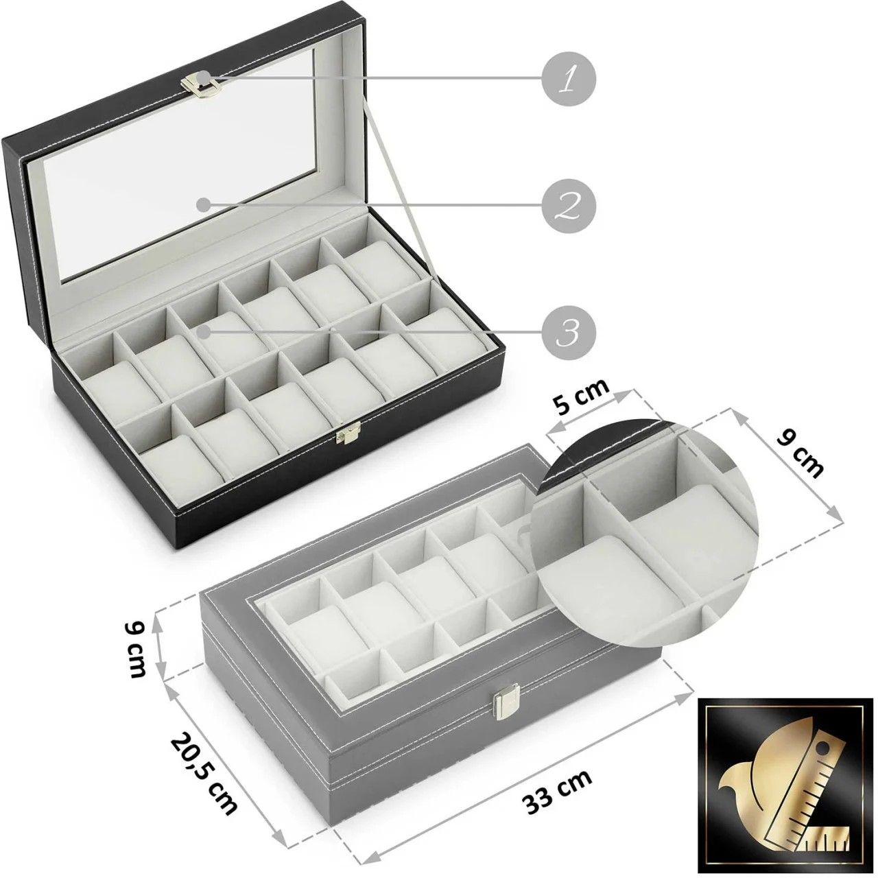 Cutie Premium organizator pentru Ceasuri, 12 spatii de depozitare [6]