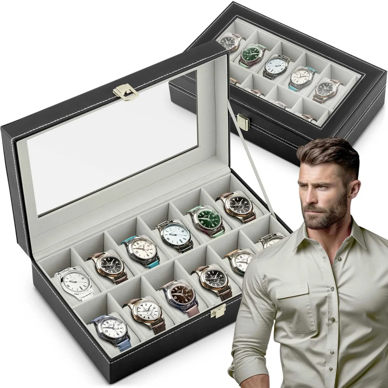 Cutie Premium organizator pentru Ceasuri, 12 spatii de depozitare [5]