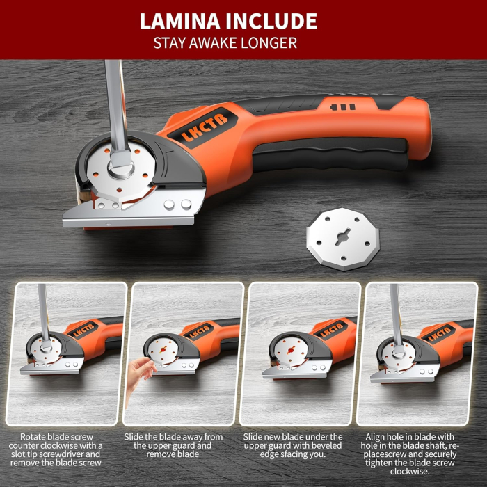 Cutter Electric pentru Textile, Piele si Cartoane, Motor Brushless, Lama Otel si Baterie Reincarcabila, LED Integrat [12]