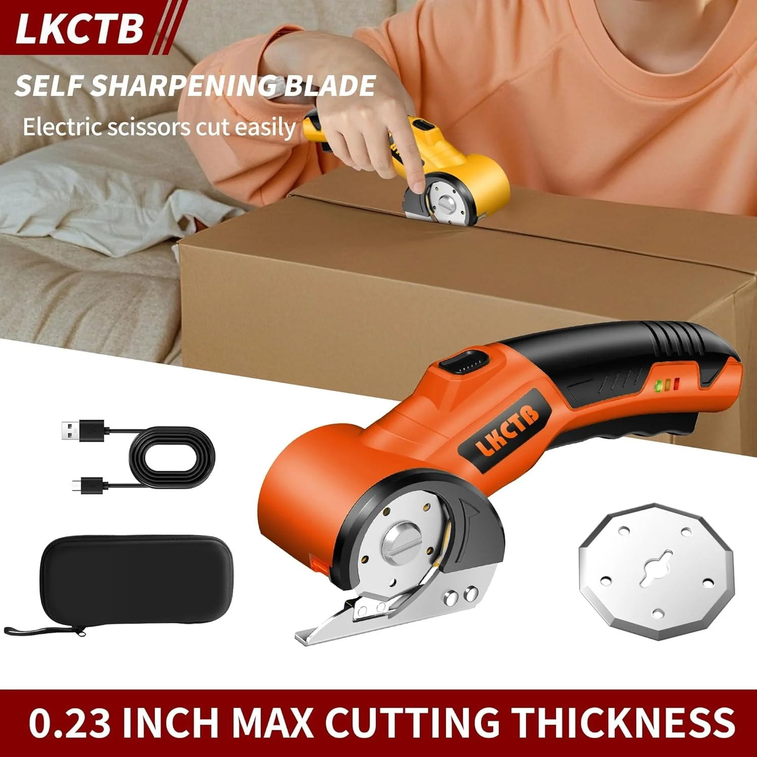 Cutter Electric pentru Textile, Piele si Cartoane, Motor Brushless, Lama Otel si Baterie Reincarcabila, LED Integrat [10]