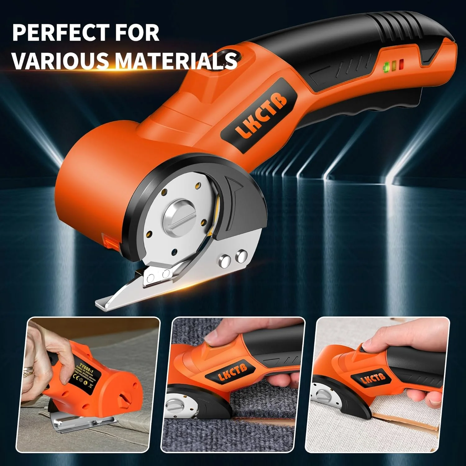 Cutter Electric pentru Textile, Piele si Cartoane, Motor Brushless, Lama Otel si Baterie Reincarcabila, LED Integrat [2]