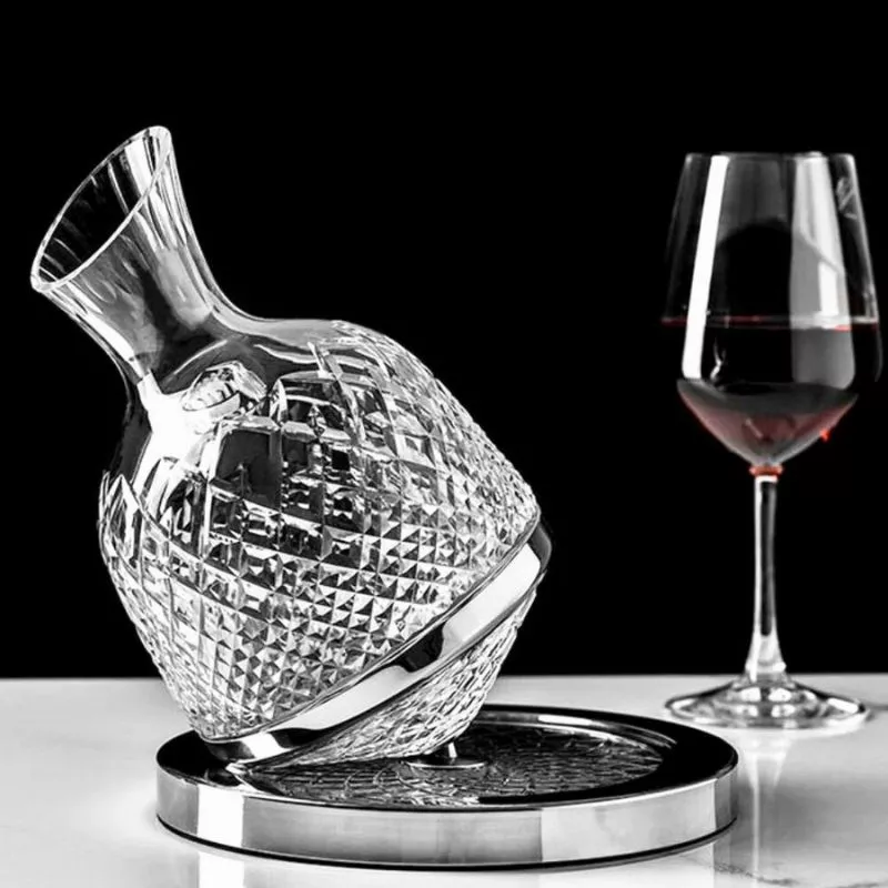 Decantor de vin rotativ de lux, din sticlă transparentă, set elegant pentru iubitorii de vin [10]