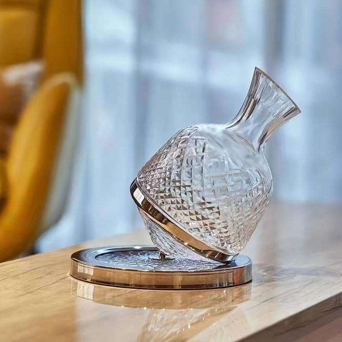 Decantor de vin rotativ de lux, din sticlă transparentă, set elegant pentru iubitorii de vin [3]