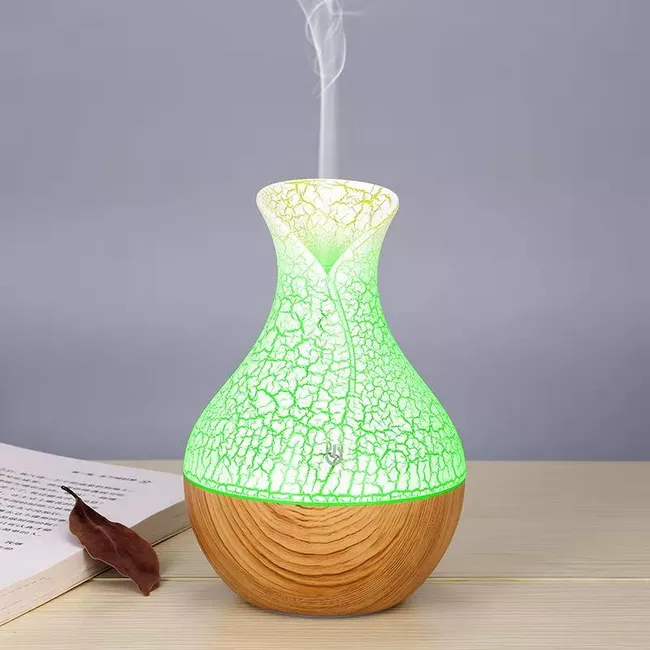 Difuzor aroma Umidificator, purificator aer, rezervor 130 ml, galben/lemn deschis [6]