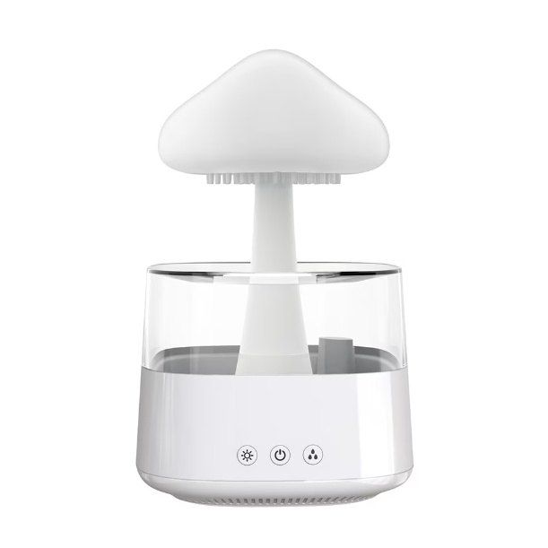 Difuzor Aromaterapie 4 in 1, Sunete picaturi apa, 7 culori, forma de ciuperca, Varianta MARE, Alb [11]