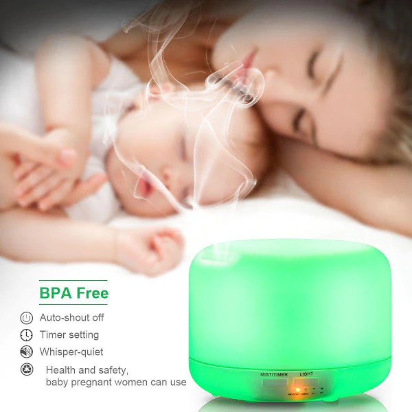 Difuzor de aromaterapie, Umidificator 300 ml, 7 culori, Telecomanda [5]
