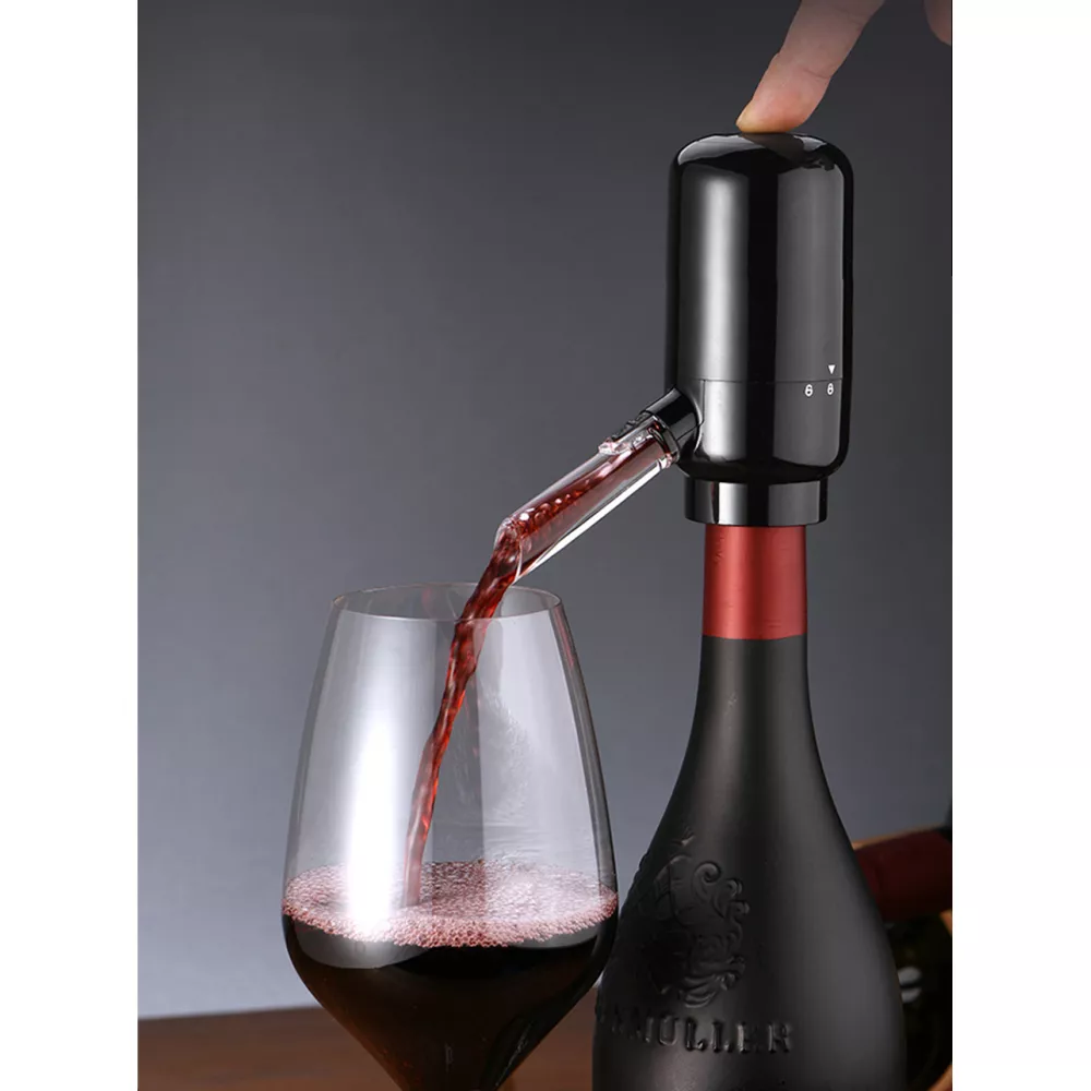 Dozator Electric de Vin, cu Aerator si Dispenser Automat, Decantare Vin, Iluminare LED, Buton ON OFF, Alimentare pe Baterii, Tub 30 cm, 10.5 x 5 cm [7]