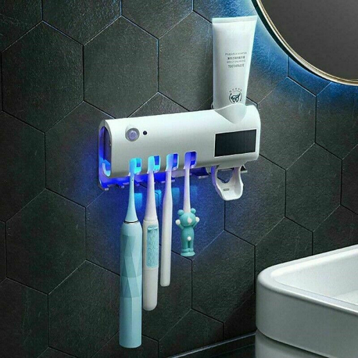 Suport periute de dinti cu Dozator pasta de dinti si Sterilizator UV [4]