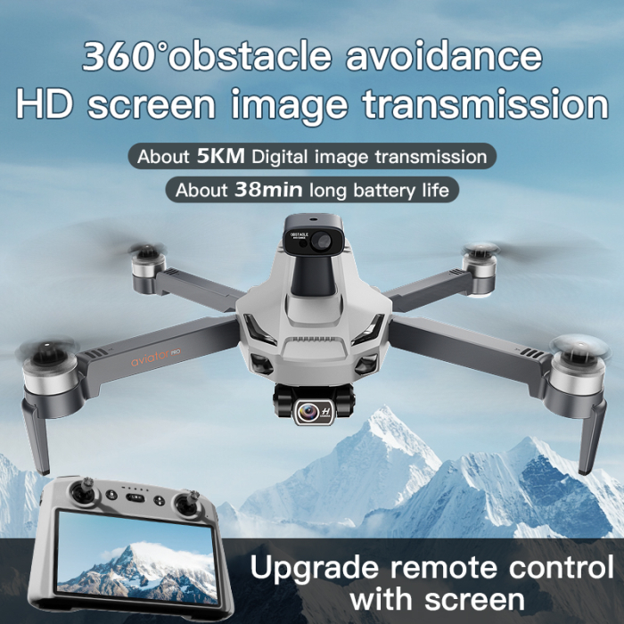 Drona 4K GPS cu gimbal 3 axe, Telecomanda cu ecran tactil, evitare obstacole 360°, SJY-X11 [2]