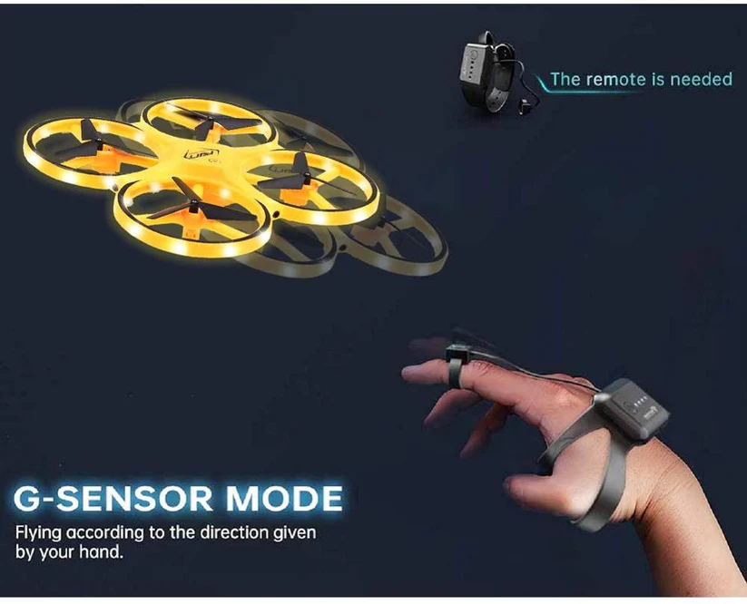 Drona Anti Coliziune cu LED Smart Inteligenta, control din bratara, Quadcopter Smart [2]