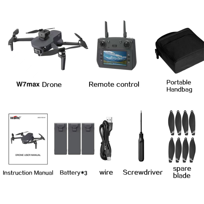 Drona cu Camera HD, LED, Mod 3D, senzor G, Telecomanda Smart cu Ecran, W7 [6]