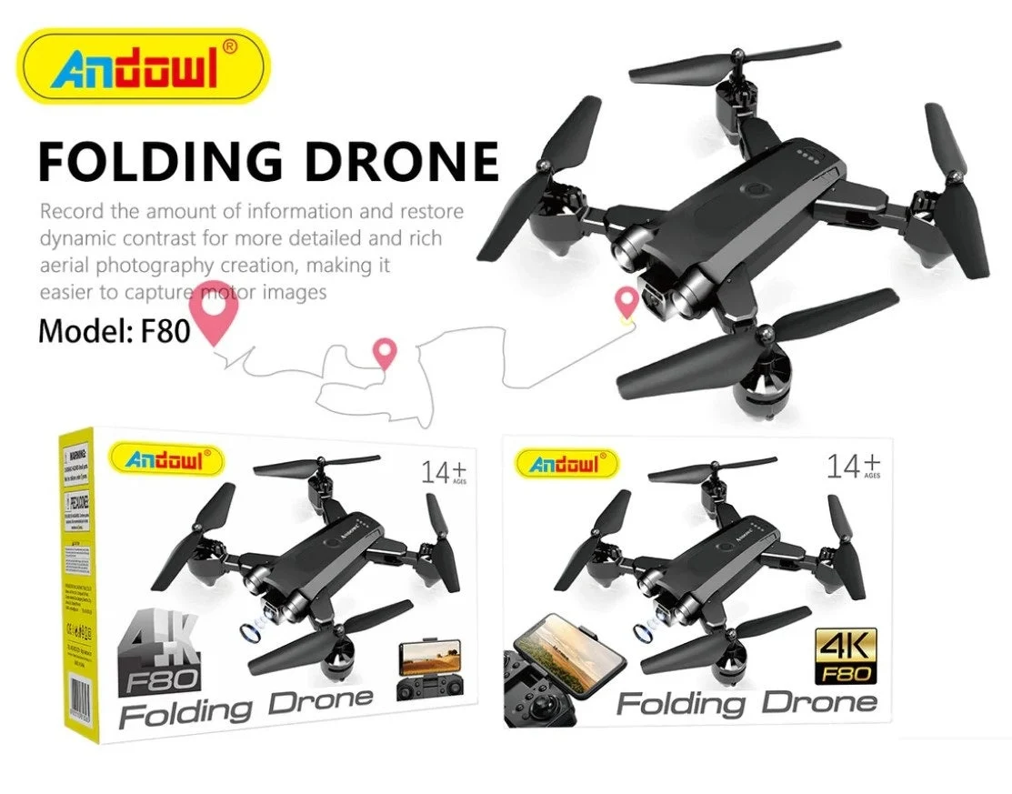 Drona cu camera si telecomanda, 4K HD, 360 grade, F80, negru [8]