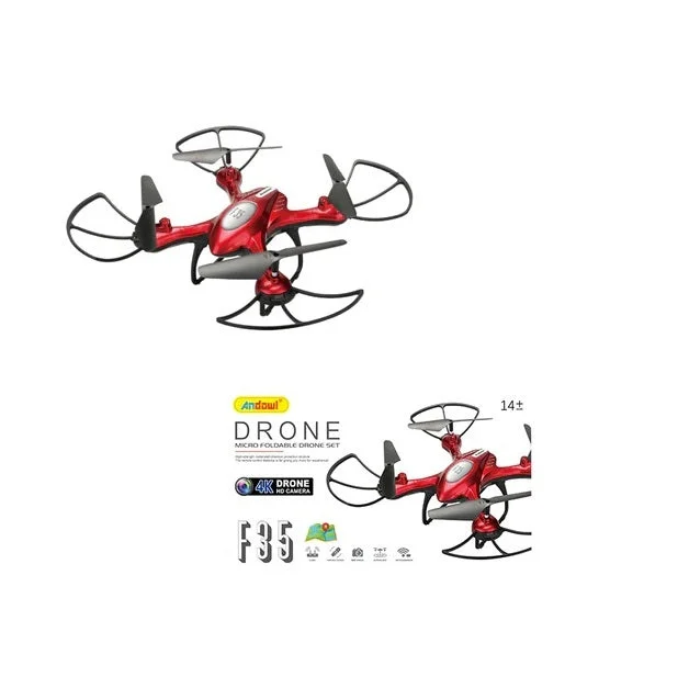 Drona cu camera video 4K, baterie 3.7V 600mAh, timp zbor 9 minute, 30 m distanta, rosu, Andowl F35 [7]